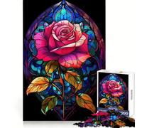 Rosa rossa si crogiola nel vetro Puzzle da 1000 pezzi per adolescenti, gioco di logica, divertimento al chiuso, bordo premium, regalo memorabile (38x52cm)