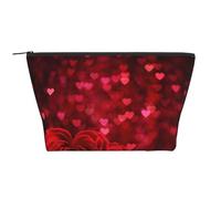 Rosa rossa stampata, Borsa da toilette Borsa per trucco Borsa per cosmetici Borsa da toilette da viaggio portatile