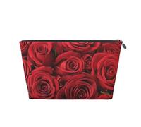 Rosa rossa stampata, Borsa da toilette Borsa per trucco Borsa per cosmetici Borsa da toilette da viaggio portatile