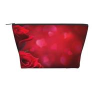 Rosa rossa stampata, Borsa da toilette Borsa per trucco Borsa per cosmetici Borsa da toilette da viaggio portatile