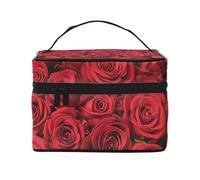 Rosa rossa stampata, Borsa per il trucco Borsa per cosmetici Borsa da toilette da viaggio portatile Astuccio per matite Astuccio da toilette