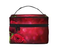 Rosa rossa stampata, Borsa per il trucco Borsa per cosmetici Borsa da viaggio portatile da viaggio Astuccio per matite