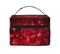 Rosa rossa stampata, Borsa per il trucco Borsa per cosmetici Borsa da viaggio portatile da viaggio Astuccio per matite