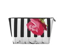 Rosa Rossa Sulle Note Musicali Del Piano, Borsa da toilette Borsa per trucco Borsa per cosmetici Borsa da toilette da viaggio portatile