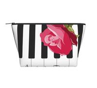 Rosa Rossa Sulle Note Musicali Del Piano, Borsa da toilette Borsa per trucco Borsa per cosmetici Borsa da toilette da viaggio portatile
