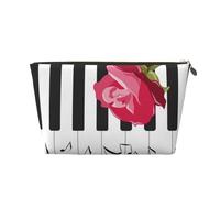 Rosa Rossa Sulle Note Musicali Del Piano, Borsa per il trucco Borsa per cosmetici Borsa da toilette da viaggio portatile Borsa da toilette