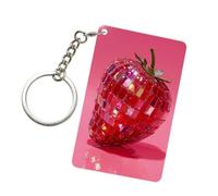 Rosa Rosso Disco Mosaico Texture Fragola Acrilico Portachiavi Moda Portachiavi Auto Catene Acriliche Tag Per Uomo Donna