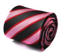 Rosa Rosso e Nero Cravatta a Righe da Uomo, Da Frederick Thomas FT718