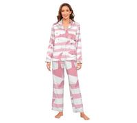 Rosa San Valentino pesce mare raso di seta pigiama per le donne classico button down piuma polsino donna pigiama di seta Casual Ladies Sleepwear M conjuntos de 2 piezas para mujer manica lunga