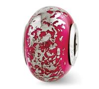Rosa Scuro & Platino Lamina Ceramica Bead .925 Argento Sterling Reflection Beads