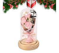 Rosa sotto Cupola di Vetro - Rosa Preservata Rosa Rossa in Seta Regali per le Donne | La Bella E La Bestia Rosa Illuminata, Idea Compleanno Decorazione Romantica per Regalo Madre, Santo