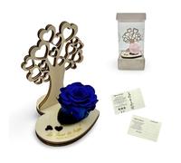 Rosa Stabilizzata con Albero della Vita in Legno - Fiore Naturale a Lunga Durata, Intaglio Laser e Scatola Elegante - Idea Regalo Simbolica Made in Italy (Blu)