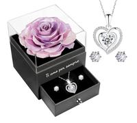 Rosa Stabilizzata Regalo Donna, San Valentino per Lei, Rosa Eterna Con Collana