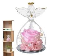 Rosa Stabilizzata - Stabilizzato Glass Angel, Rosa Stabilizzata | Angelo in Vetro con Rosa, Angelo in Vetro con Rosa All'interno per San, Compleanno, Festa della Mamma
