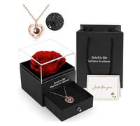 Rosa Stabilizzata Vera, Con Collana I Love You, Regalo Fatto a Mano Con Vera Ros