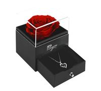 Rosa Stabilizzata Vera con Collana Regalo Festa della Mamma Rosa Eterna Rossa