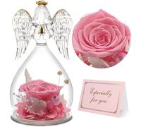 Rosa Stabilizzata Vera Regalo Donna,Rosa Eterna in Angel Cupola Regalo Mamma,Fig