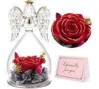 Rosa Stabilizzata Vera Regalo Donna,Rosa Eterna in Angel Cupola Regalo Mamma,Fig