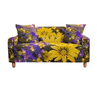 Rosa Stampa di Fiore Copridivano Elastico 1/2/3/4 Posti, Chickw11 Copridivano Protettore Universale Braccioli Sofa Ideale per Poltrone Mobili Copridivano (Fiore Giallo,3 Posti)