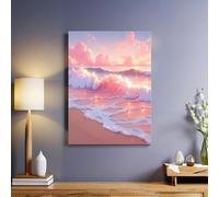 Rosa Stampe Su Tela onde dell'oceano Quadri Moderni Soggiorno 70 x 50 cm Opera d'arte alla parete Decorazioni Camera da Letto Bagno Cucina Ufficio