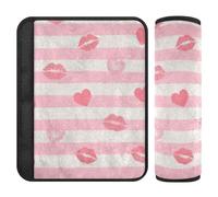 Rosa Strisce Bianche Cuore Lip Love 2 pz Tracolla Cuscino Stop Cintura di Sicurezza Taglio nel Collo per Truck forro para cinturon de seguridad