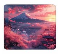 Rosa Tappetino Mouse Piccolo 250x200mm, Tappetini Mouse Gaming Monte Fuji, Mousepad Impermeabile e Antiscivolo, con Bordo Cucito, Pratica e Facile da Pulire, Ufficio, Laptop, PC, Regalo 9-2203