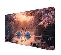 Rosa Tappetino Mouse XXL 1200 x 600mm, Tappetino Mouse Cigno Mousepad con Bordi Cuciti, Impermeabile Tappeto Scrivania Base in Gomma Antiscivolo Sottomano Scrivania per Hogar, PC, Laptop -hjw2506TG