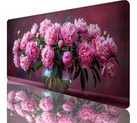 Rosa Tappetino Mouse XXL 600x300x3mm, Tappetino Scrivania con Bordi Cuciti, Gaming Mouse Pad con Base in Gomma Antiscivolo, Mousepad Migliora Precisione e Velocità, Regalo Donna, Fiore G-6654