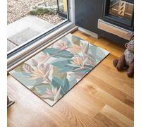 Rosa Tappeto Salotto 45 x 75 cm Camera Da Pranzo Antiscivolo Tappeti Lavabile In Lavatrice Carpet Motivo A Foglia Uccello Del Paradiso Esterno Pelo Corto Misure Grandi Cameretta Sala Rug