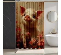 Rosa Tenda Doccia 200x240, HD Stampa Tenda Doccia Maiale Shower Curtain Impermeabile Poliestere con 12 Anelli, Stampa Shower Curtain per Bagno, Vasca da Bagno, Ambienti Umidi, Regalo Donna -zpg2507300