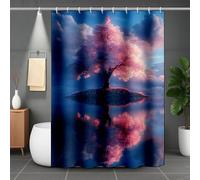 Rosa Tenda Doccia 200x240cm, Modello Fiori di Ciliegio Tenda Doccia Impermeabile Shower Curtain Orlo Ponderato con 12 Anelli, Stampa Shower Curtain per Vasca, Dormitorio, Famiglia, Hotel -lsy250799