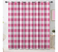 Rosa Tende Oscuranti per Interni, Set 2 Pannelli con Occhielli per Salotto e Camera da Letto - Design Griglia Minimalismo Termiche e Anti-Rumore 75 L x 166 A cm