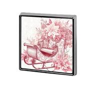 Rosa Toile Slitta di Natale con Poinsettia Floreale Unisex Spille & Spille Piazza Leggero Risvolto Distintivo Gioielli per Abbigliamento Scialle Cappello