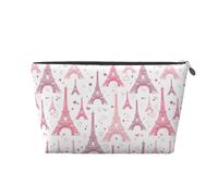 Rosa Torri Eiffel Trucco Borsa, Cosmetici Borse Viaggio Toiletry Bag Make Up Bag per le donne, Borsa per il trucco in pelle, Carino sacchetto di trucco, Argento, Taglia unica