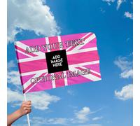 Rosa Union Jack Bandiera Con Manica - Add Immagini E Testo - 4 Taglie