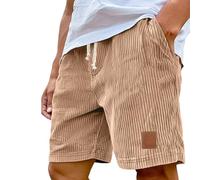 Rosa Velluto A Coste 3/4 Lunghezza Shorts Uomo con Cordoncino, Solido Colore Running Shorts Uomo, 02, S