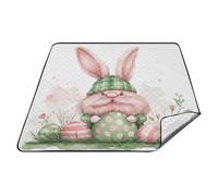 Rosa Verde Coniglio Gnomi Uova Pasqua Impermeabile Campeggio Coperta Impermeabile Impermeabile Coperta Da Viaggio Picnic per 4 A 6 Adulti Coppie Regalo Manta de picnic