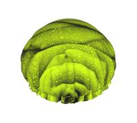 Rosa verde stampata,Cuffia da doccia, cuffia da notte, doppio strato, impermeabile, elastica, riutilizzabile.