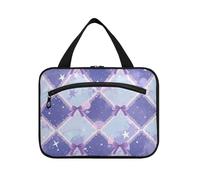 Rosa Viola Carino Bow Check Hanging Bag per gli uomini che viaggiano con gancio, designer kit essenziale borsa per gli uomini per le donne bagno estuche de maquillaje para Mujer L