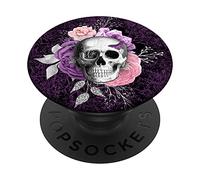 Rosa Viola Fiore Cellulare Pop Out Grip Floreale Rosa Teschio PopSockets PopGrip Intercambiabile