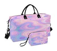 Rosa-Viola Gradiente Decorativo Grande Borsa da Viaggio Sport Tote Gym Bag con Toiletry Bag per Aereo Viaggio Pieghevole bolso de Mano para viajar en Avion