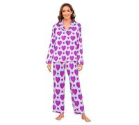 Rosa Viola Gradiente San Valentino Amore womens raso pigiama set morbido comodo pigiama di seta per le donne festa nuziale pigiama Set M juego de pantalon y blusa de hilo para mujer manica lunga