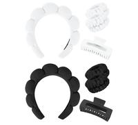 Rosa Viola Spa Fascia Wristband Set Skincare Fascia Per Il Lavaggio Viso Capelli Artiglio Clip Per Capelli Spessi Carino Puffy Spugna Bolla Trucco Fascia Testa Asciugamani Da Polso Scrunchies Per Le