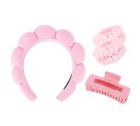 Rosa Viola Spa Fascia Wristband Set Skincare Fascia Per Il Lavaggio Viso Capelli Artiglio Clip Per Capelli Spessi Carino Puffy Spugna Bolla Trucco Fascia Testa Asciugamani Da Polso Scrunchies Per Le