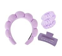 Rosa Viola Spa Fascia Wristband Set Skincare Fascia Per Il Lavaggio Viso Capelli Artiglio Clip Per Capelli Spessi Carino Puffy Spugna Bolla Trucco Fascia Testa Asciugamani Da Polso Scrunchies Per Le
