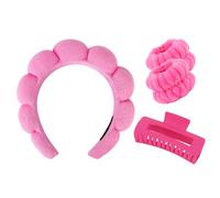Rosa Viola Spa Fascia Wristband Set Skincare Fascia Per Il Lavaggio Viso Capelli Artiglio Clip Per Capelli Spessi Carino Puffy Spugna Bolla Trucco Fascia Testa Asciugamani Da Polso Scrunchies Per Le