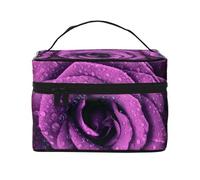 Rosa viola stampata, Borsa per il trucco Borsa per cosmetici Borsa da viaggio portatile da viaggio Astuccio per matite