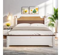 Rosahqnda Letto in pino massiccio, letto singolo 90*200 cm, struttura letto matrimoniale 140*200 cm, letto ospite, letto appartamento, letto giovanile, camera da letto principale, legno White-90*200cm