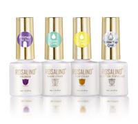 ROSALIND Base e Top coat Semipermanente, Smalto Semipermanente per Unghie Primer e Glitter Top Coat Soak Off UV LED Kit per Manicure 4PCS