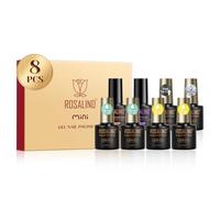 ROSALIND Base e Top coat Semipermanente Unghie, 8Pezzi Primer e Disidratato con Glitter e Opaco Top Coat Set, Soak Off UV LED Nail Art Manicure Kit